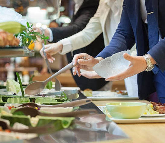 corporate events having breakfast and enjoying food